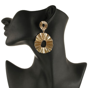Geometric Gold Color Metal Necklace Earrings